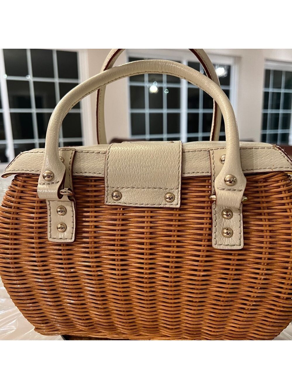 Vintage Kate Spade New York Wicker Basket Bag – Early 2000s Floral Lined - Picture 3 of 11